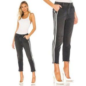 Mother The Shaker Prep Fray Jeans Ankle Crop Stretch Denim Dear Mr. Black Racer